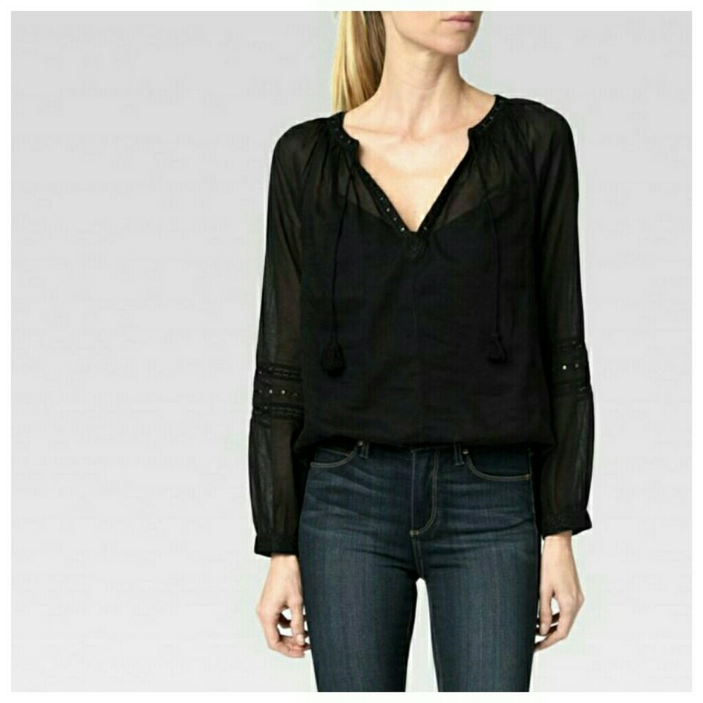 PAIGE cotton blouse with studs and tassels